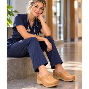 DANSKO Honey Tan Leather Clogs Nonslip Professional Nurse EUR 36 US 5.5-6 Shoes